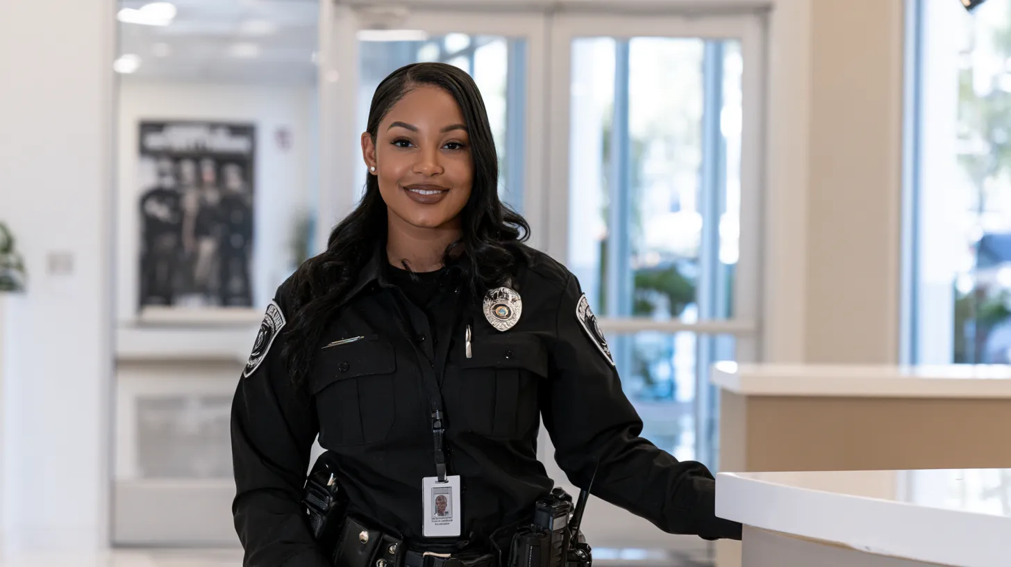 Security professional working in Nevada after completing employment and licensing requirements for a guard card.