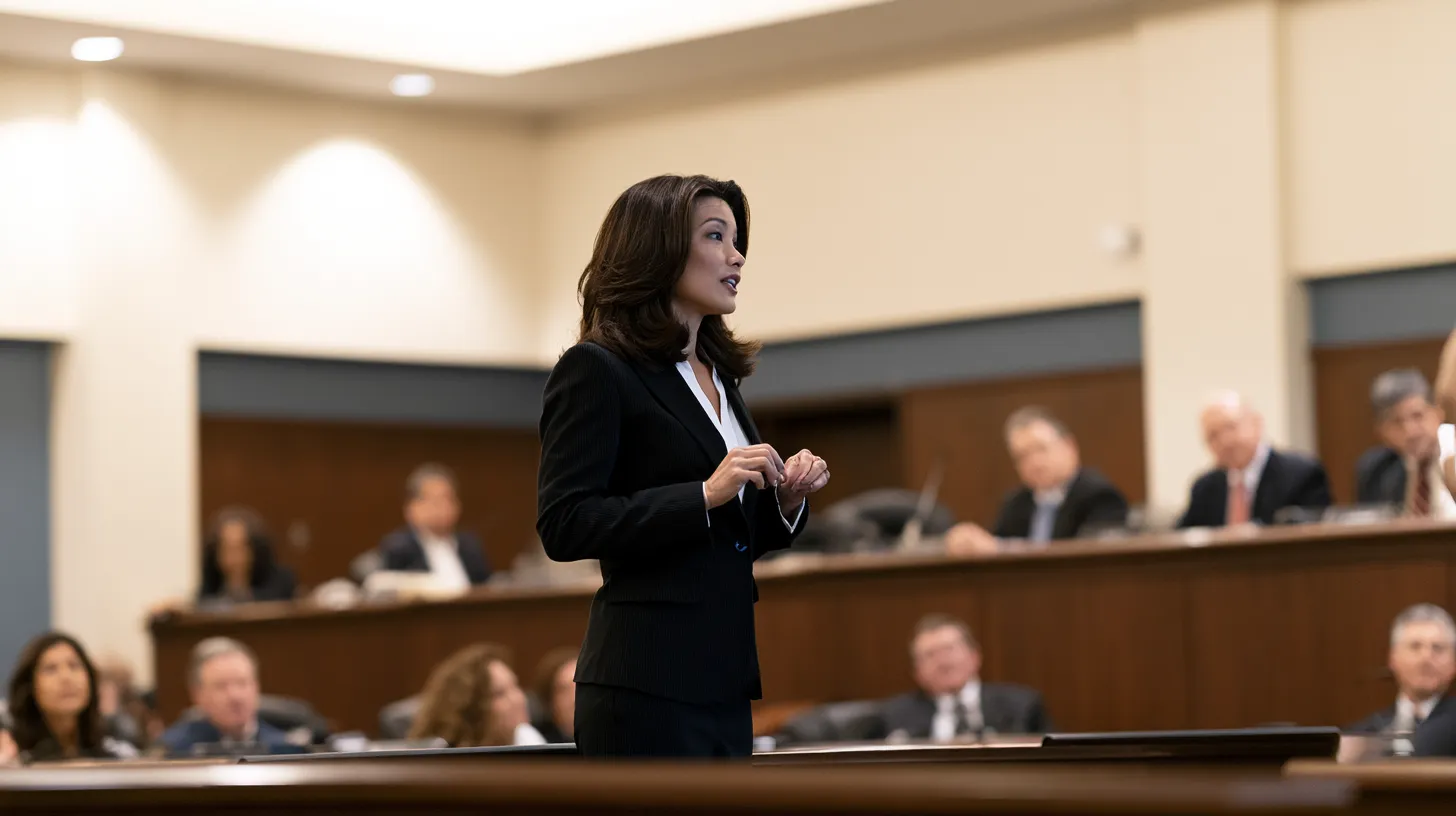 Nevada attorney presenting a pardon case during a formal hearing as part of the state pardon process.