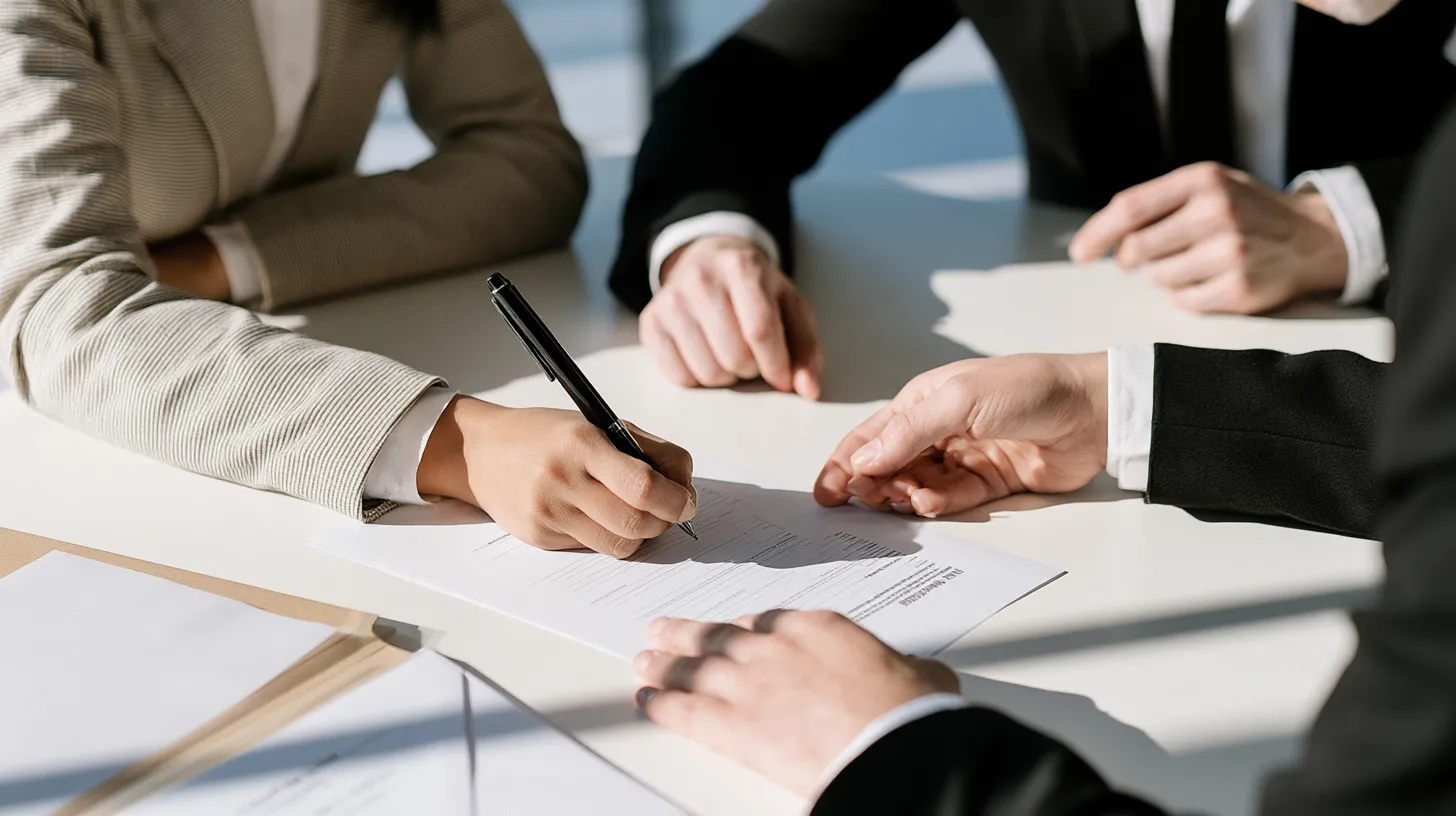 Legal professionals reviewing and signing documents for a Nevada record sealing case involving an out-of-state applicant.