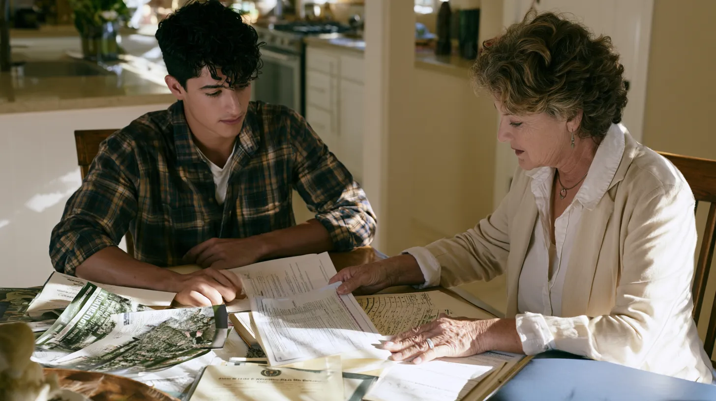 Young man reviewing personal records and enlistment documents while considering military service after a Nevada criminal case.