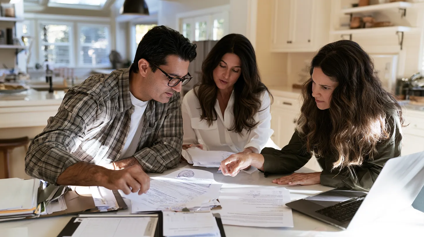Individuals reviewing legal records and documents needed to obtain a copy of a sealed Nevada case.