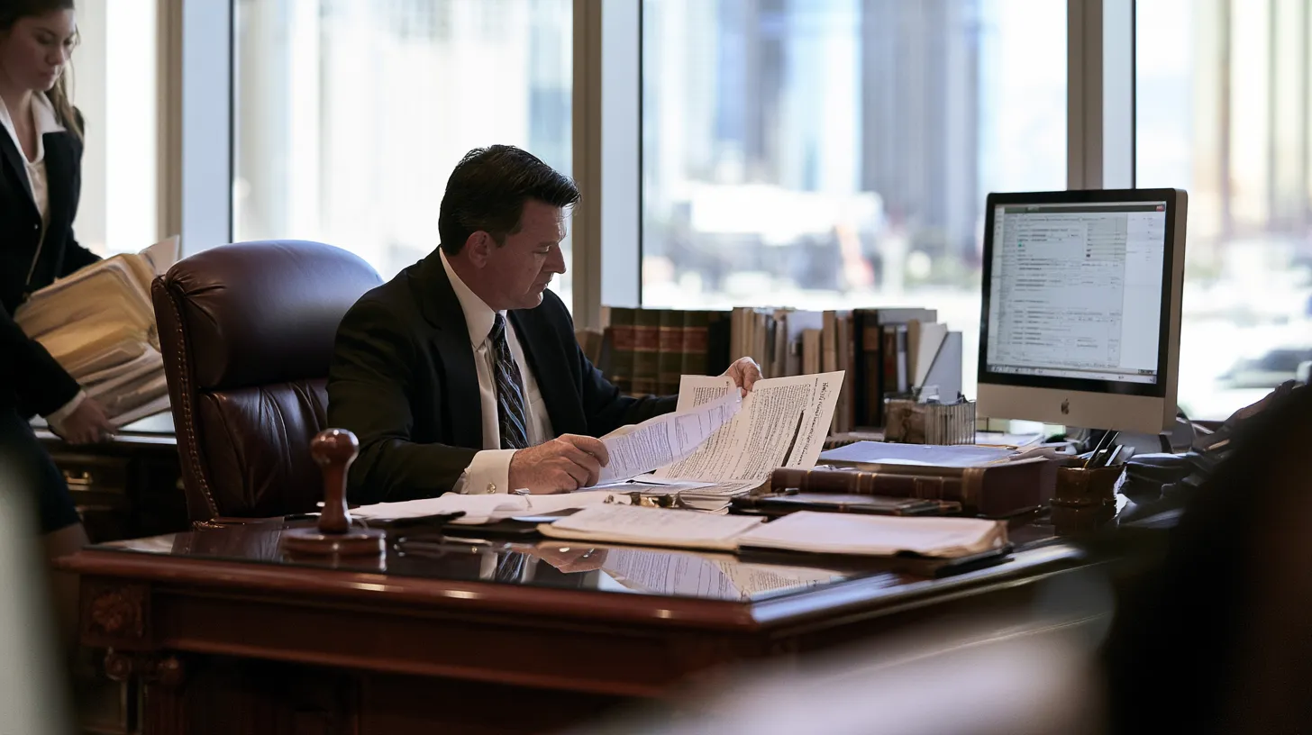Nevada judge reviewing a record sealing petition and legal documents before deciding whether a hearing is required.
