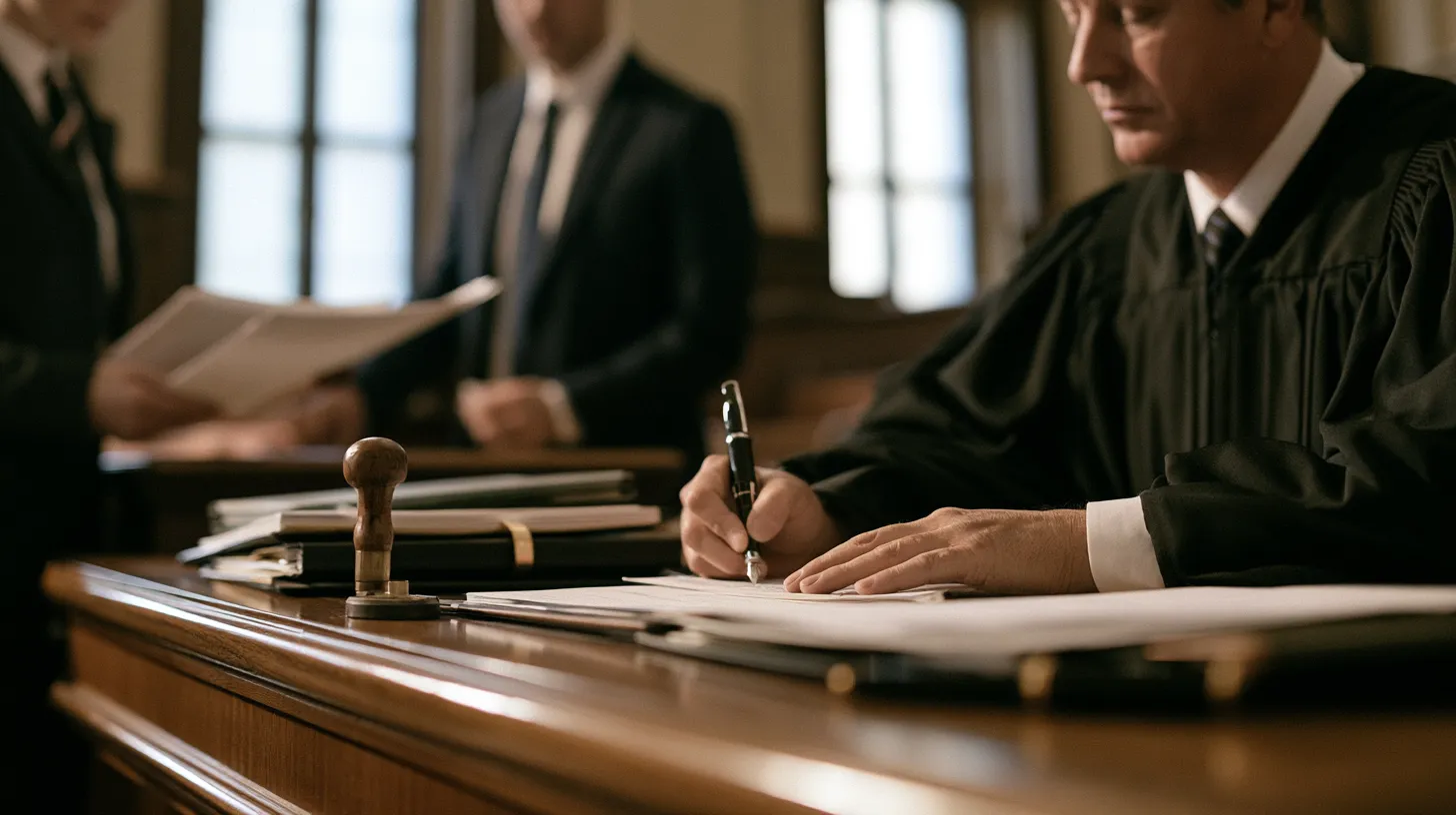 Nevada judge signing a record sealing order in court before criminal records are officially sealed.