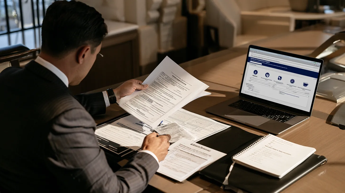 Nevada job applicant reviewing record sealing documents before applying for a tribal casino position.