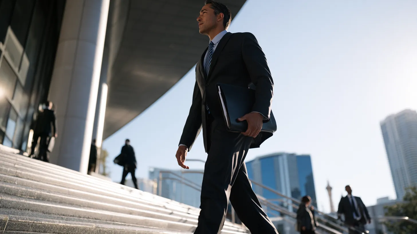 Nevada resident leaving a courthouse after completing the record sealing process and beginning a new chapter.