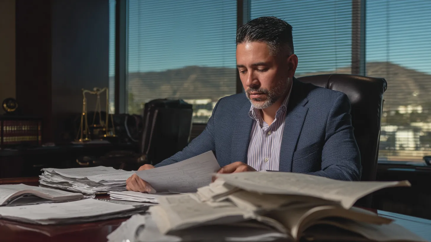 Nevada resident reviewing legal documents about AB4 specialty court record sealing with a criminal defense attorney
