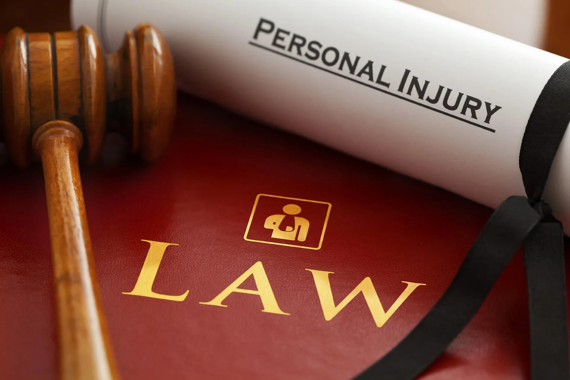 Personal injury law document with a judge’s gavel, representing legal representation for accident and injury claims.